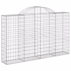 vidaXL Arched Gabion Basket Stone Basket Gabion Retaining Wall Galvanised Iron - 200 x 30 x 120/140 cm/ 14 pcs - Additional view 2