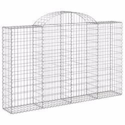 vidaXL Arched Gabion Basket Stone Basket Gabion Retaining Wall Galvanised Iron - 200 x 30 x 120/140 cm/ 40 pcs - Additional view 2