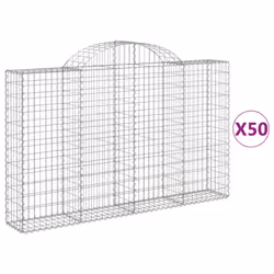 vidaXL Arched Gabion Basket Stone Basket Gabion Retaining Wall Galvanised Iron - 200 x 30 x 120/140 cm/ 50 pcs