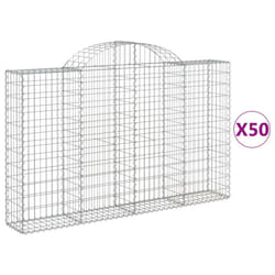 vidaXL Arched Gabion Basket Stone Basket Gabion Retaining Wall Galvanised Iron - 200 x 30 x 120/140 cm/ 50 pcs