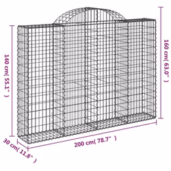 vidaXL Arched Gabion Basket Stone Basket Gabion Retaining Wall Galvanised Iron - 200 x 30 x 140/160 cm/ 4 pcs - Additional view 5