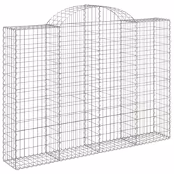 vidaXL Arched Gabion Basket Stone Basket Gabion Retaining Wall Galvanised Iron - 200 x 30 x 140/160 cm/ 6 pcs - Additional view 2