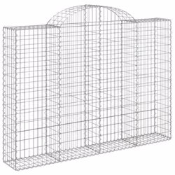 vidaXL Arched Gabion Basket Stone Basket Gabion Retaining Wall Galvanised Iron - 200 x 30 x 140/160 cm/ 14 pcs - Additional view 2