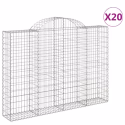 vidaXL Arched Gabion Basket Stone Basket Gabion Retaining Wall Galvanised Iron - 200 x 30 x 140/160 cm/ 20 pcs