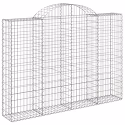 vidaXL Arched Gabion Basket Stone Basket Gabion Retaining Wall Galvanised Iron - 200 x 30 x 140/160 cm/ 25 pcs