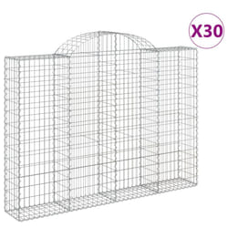 vidaXL Arched Gabion Basket Stone Basket Gabion Retaining Wall Galvanised Iron - 200 x 30 x 140/160 cm/ 30 pcs
