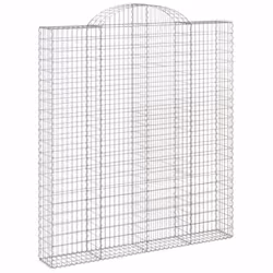 vidaXL Arched Gabion Basket Stone Basket Gabion Retaining Wall Galvanised Iron - 200 x 30 x 220/240 cm/ 3 pcs - Additional view 2