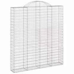 vidaXL Arched Gabion Basket Stone Basket Gabion Retaining Wall Galvanised Iron - 200 x 30 x 220/240 cm/ 5 pcs - Additional view 2