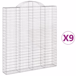 vidaXL Arched Gabion Basket Stone Basket Gabion Retaining Wall Galvanised Iron - 200 x 30 x 220/240 cm/ 9 pcs