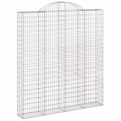 vidaXL Arched Gabion Basket Stone Basket Gabion Retaining Wall Galvanised Iron - 200 x 30 x 220/240 cm/ 9 pcs