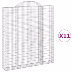 vidaXL Arched Gabion Basket Stone Basket Gabion Retaining Wall Galvanised Iron - 200 x 30 x 220/240 cm/ 11 pcs