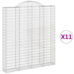 vidaXL Arched Gabion Basket Stone Basket Gabion Retaining Wall Galvanised Iron - 200 x 30 x 220/240 cm/ 11 pcs