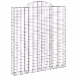 vidaXL Arched Gabion Basket Stone Basket Gabion Retaining Wall Galvanised Iron - 200 x 30 x 220/240 cm/ 11 pcs