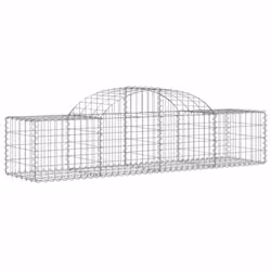 vidaXL Arched Gabion Basket Stone Basket Gabion Retaining Wall Galvanised Iron - 200 x 50 x 40/60 cm/ 3 pcs - Additional view 2