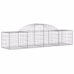 vidaXL Arched Gabion Basket Stone Basket Gabion Retaining Wall Galvanised Iron - 200 x 50 x 40/60 cm/ 7 pcs - Additional view 2