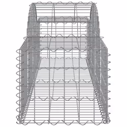 vidaXL Arched Gabion Basket Stone Basket Gabion Retaining Wall Galvanised Iron - 200 x 50 x 40/60 cm/ 12 pcs - Additional view 4