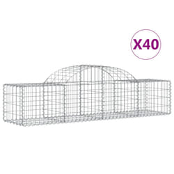 vidaXL Arched Gabion Basket Stone Basket Gabion Retaining Wall Galvanised Iron - 200 x 50 x 40/60 cm/ 40 pcs