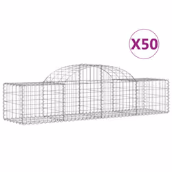 vidaXL Arched Gabion Basket Stone Basket Gabion Retaining Wall Galvanised Iron - 200 x 50 x 40/60 cm/ 50 pcs