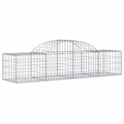 vidaXL Arched Gabion Basket Stone Basket Gabion Retaining Wall Galvanised Iron - 200 x 50 x 40/60 cm/ 50 pcs