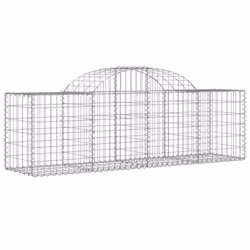 vidaXL Arched Gabion Basket Stone Basket Gabion Retaining Wall Galvanised Iron - 200 x 50 x 60/80 cm/7 pcs - Additional view 2