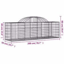vidaXL Arched Gabion Basket Stone Basket Gabion Retaining Wall Galvanised Iron - 200 x 50 x 60/80 cm/9 pcs - Additional view 3