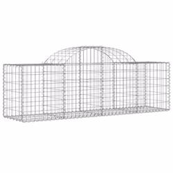 vidaXL Arched Gabion Basket Stone Basket Gabion Retaining Wall Galvanised Iron - 200 x 50 x 60/80 cm/11 pcs - Additional view 2