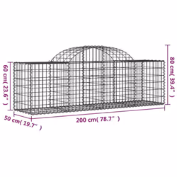 vidaXL Arched Gabion Basket Stone Basket Gabion Retaining Wall Galvanised Iron - 200 x 50 x 60/80 cm/11 pcs - Additional view 5
