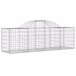 vidaXL Arched Gabion Basket Stone Basket Gabion Retaining Wall Galvanised Iron - 200 x 50 x 60/80 cm/ 25 pcs - Additional view 2