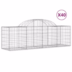 vidaXL Arched Gabion Baskets Gabion Walls Mesh Cages 40 pcs Galvanised Iron