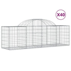 vidaXL Arched Gabion Baskets Gabion Walls Mesh Cages 40 pcs Galvanised Iron