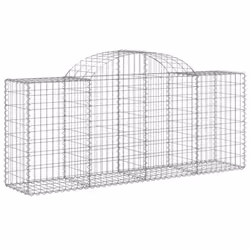 vidaXL Arched Gabion Basket Stone Basket Gabion Retaining Wall Galvanised Iron - 200 x 50 x 80/100 cm/ 9 pcs - Additional view 2