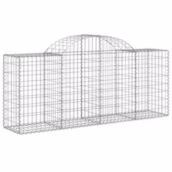 vidaXL Arched Gabion Basket Stone Basket Gabion Retaining Wall Galvanised Iron - 200 x 50 x 80/100 cm/11 pcs - Additional view 2