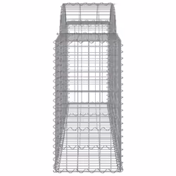 vidaXL Arched Gabion Basket Stone Basket Gabion Retaining Wall Galvanised Iron - 200 x 50 x 80/100 cm/11 pcs - Additional view 4