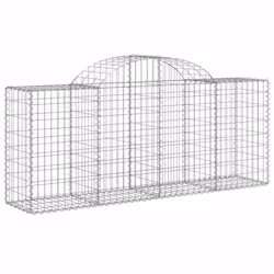 vidaXL Arched Gabion Basket Stone Basket Gabion Retaining Wall Galvanised Iron - 200 x 50 x 80/100 cm/12 pcs - Additional view 2