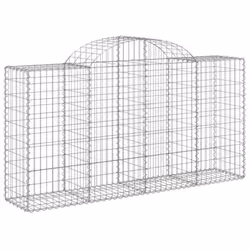 vidaXL Arched Gabion Basket Stone Basket Gabion Retaining Wall Galvanised Iron - 200 x 50 x 100/120 cm/ 5 pcs - Additional view 2