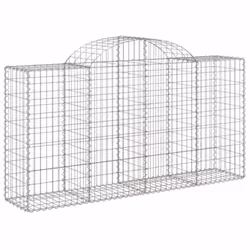 vidaXL Arched Gabion Basket Stone Basket Gabion Retaining Wall Galvanised Iron - 200 x 50 x 100/120 cm/ 7 pcs - Additional view 2
