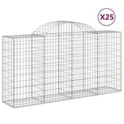 vidaXL Arched Gabion Basket Stone Basket Gabion Retaining Wall Galvanised Iron - 200 x 50 x 100/120 cm/25 pcs