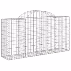 vidaXL Arched Gabion Basket Stone Basket Gabion Retaining Wall Galvanised Iron - 200 x 50 x 100/120 cm/25 pcs