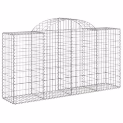 vidaXL Arched Gabion Basket Stone Basket Gabion Retaining Wall Galvanised Iron - 200 x 50 x 100/120 cm/ 30 pcs - Additional view 2