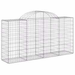 vidaXL Arched Gabion Basket Stone Basket Gabion Retaining Wall Galvanised Iron - 200 x 50 x 100/120 cm/ 50 pcs - Additional view 2