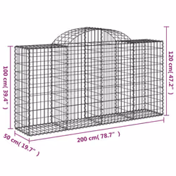 vidaXL Arched Gabion Basket Stone Basket Gabion Retaining Wall Galvanised Iron - 200 x 50 x 100/120 cm/ 50 pcs - Additional view 3