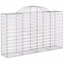 vidaXL Arched Gabion Basket Stone Basket Gabion Retaining Wall Galvanised Iron - 200 x 50 x 120/140 cm/ 9 pcs - Additional view 2