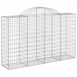 vidaXL Arched Gabion Basket Stone Basket Gabion Retaining Wall Galvanised Iron - 200 x 50 x 120/140 cm/ 11 pcs - Additional view 2