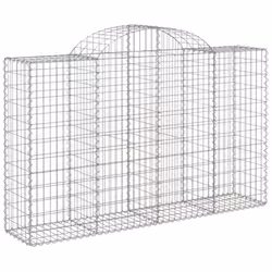 vidaXL Arched Gabion Basket Stone Basket Gabion Retaining Wall Galvanised Iron - 200 x 50 x 120/140 cm/ 12 pcs - Additional view 2