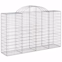 vidaXL Arched Gabion Basket Stone Basket Gabion Retaining Wall Galvanised Iron - 200 x 50 x 120/140 cm/ 15 pcs - Additional view 2