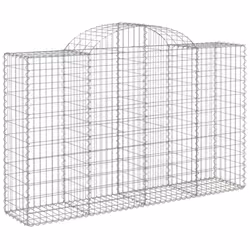 vidaXL Arched Gabion Basket Stone Basket Gabion Retaining Wall Galvanised Iron - 200 x 50 x 120/140 cm/ 40 pcs - Additional view 2
