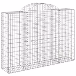 vidaXL Arched Gabion Basket Stone Basket Gabion Retaining Wall Galvanised Iron - 200 x 50 x 140/160 cm/ 11 pcs - Additional view 2