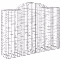 vidaXL Arched Gabion Basket Stone Basket Gabion Retaining Wall Galvanised Iron - 200 x 50 x 140/160 cm/14 pcs - Additional view 2