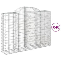 vidaXL Arched Gabion Basket Stone Basket Gabion Retaining Wall Galvanised Iron - 200 x 50 x 140/160 cm/ 40 pcs