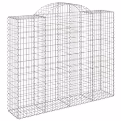 vidaXL Arched Gabion Basket Stone Basket Gabion Retaining Wall Galvanised Iron - 200 x 50 x 160/180 cm/ 9 pcs - Additional view 2